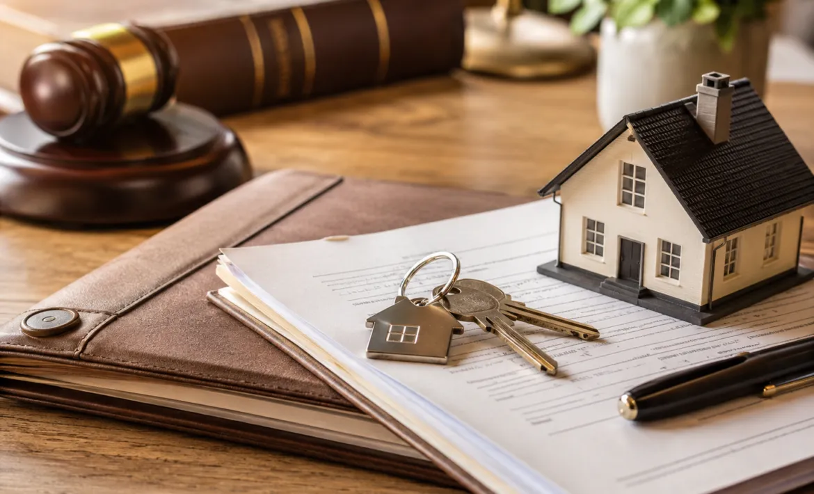 Legal desk with property details
